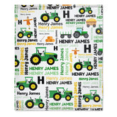 Boys Girls Kids Customized Construction Name Blanket